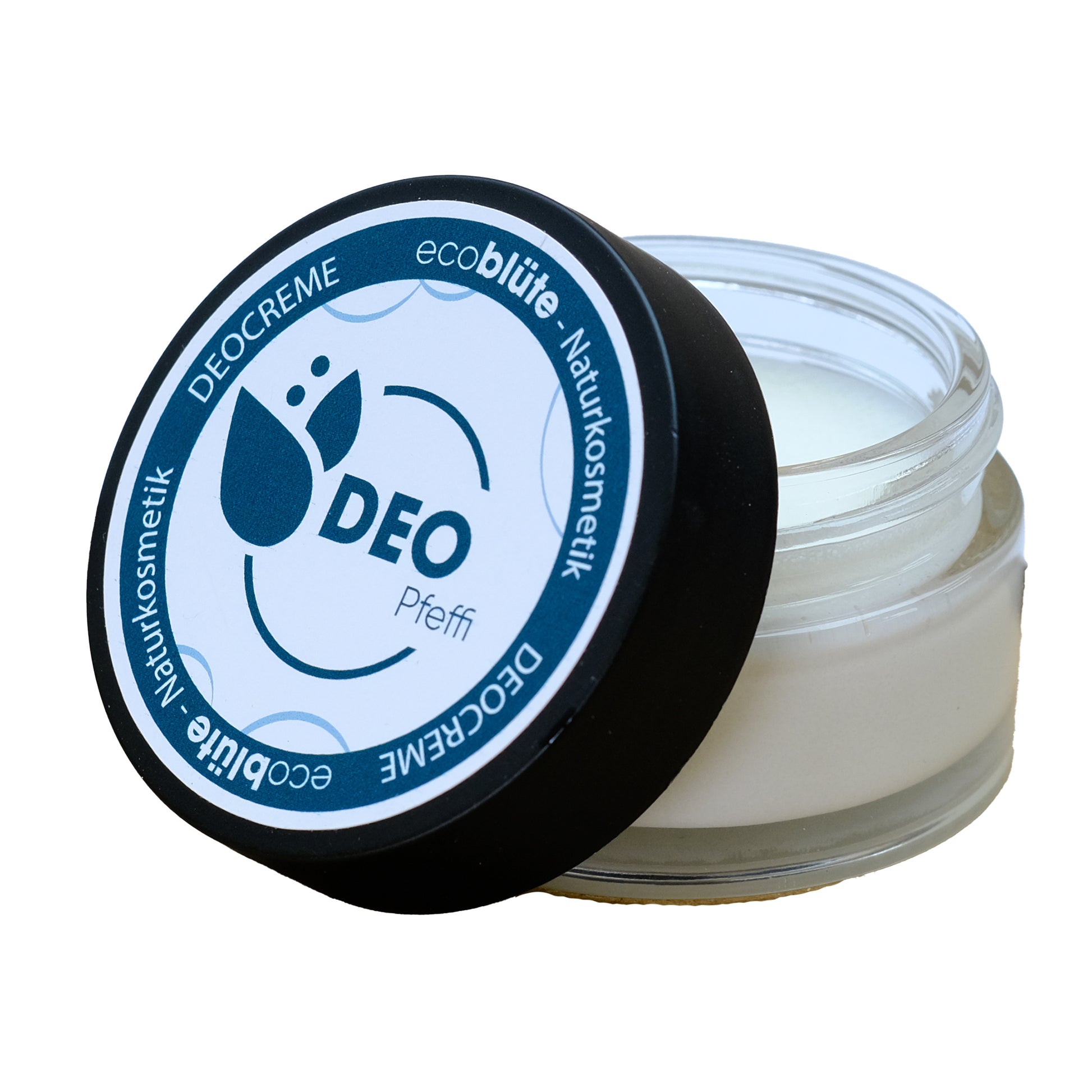 Deo-Creme Pfeffi, Tiegel offen mit angelehntem Deckel
