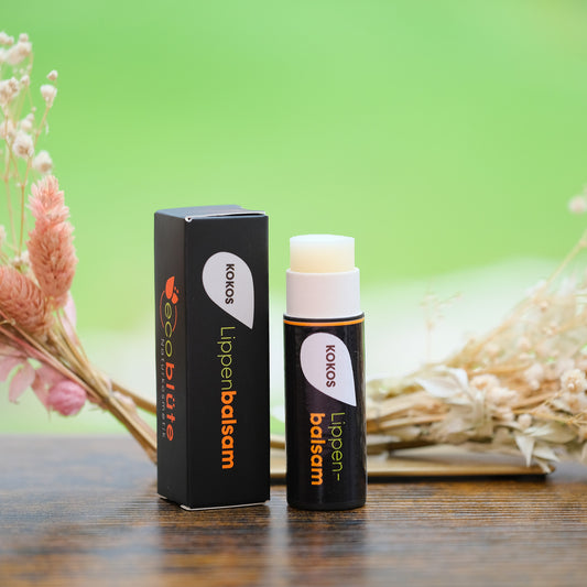 Lippenpflege Stift KOKOS mit Verpackung und Gesteck