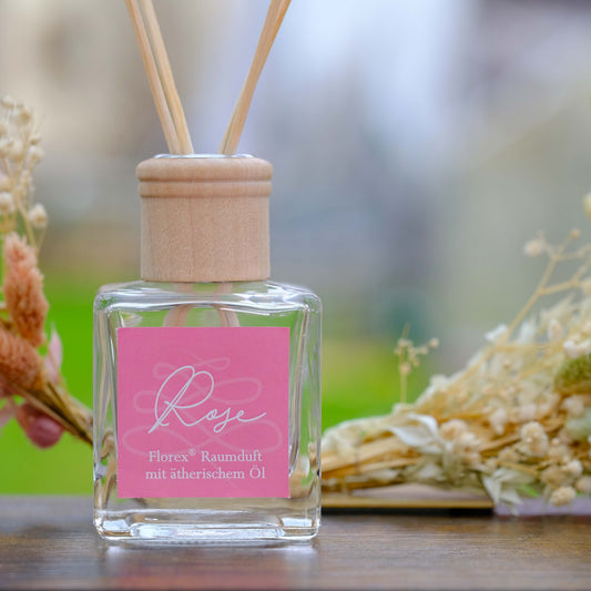 Raumduft - Duftöl 100ml mit Rattanstäbchen, Duftnote Rose