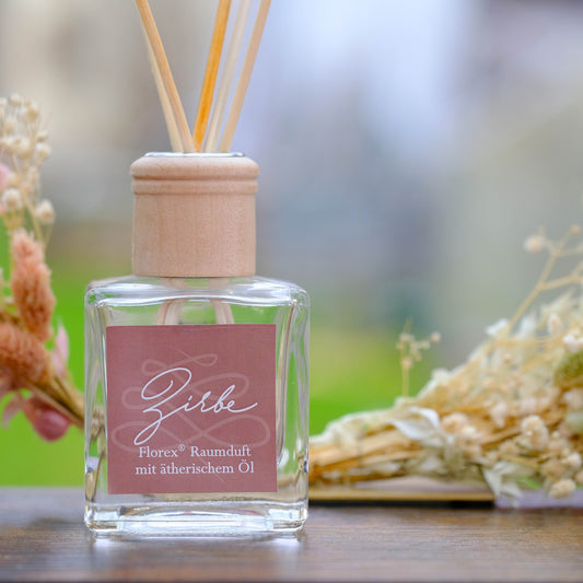 Raumduft - Duftöl 100ml mit Rattanstäbchen, Duftnote Zirbe
