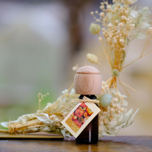 Raumduft - Duftöl 10ml mit Duftträger aus Buchenholz, Duft Advent-Apfel