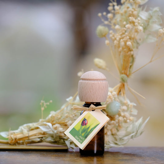 Raumduft - Duftöl 10 ml mit Duftträger aus Buchenholz, Duft Anti Smoke