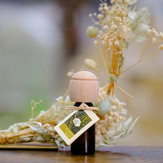 Raumduft - Duftöl 10 ml mit Duftträger aus Buchenholz, Duft Blumenwiese