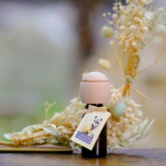 Raumduft - Duftöl 10 ml mit Duftträger aus Buchenholz, Duft Lavendel Nostalgie