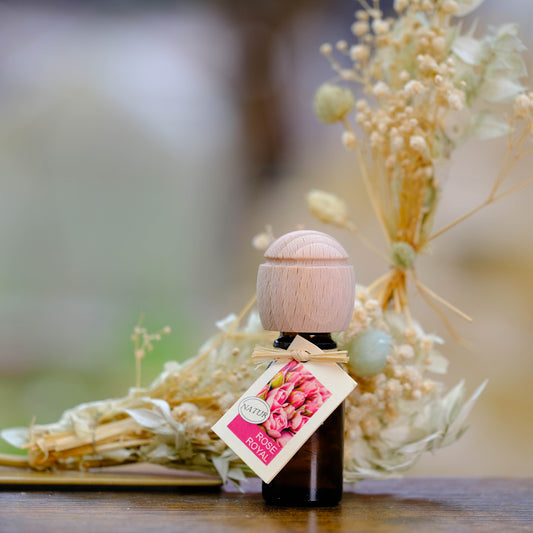 Raumduft - Duftöl 10 ml mit Duftträger aus Buchenholz, Duft Rose Royal
